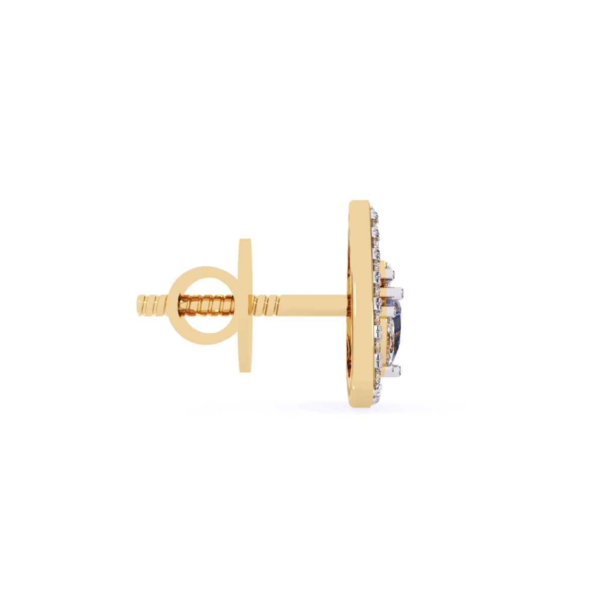 Halo Triangle Diamond Stud Earrings with Mixed Diamond Shapes
